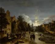 Canal Scene in Moonlight 1660 By Aert van der Neer