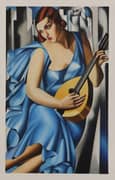 Tamara de Lempicka, Woman in Blue with Mandolin 1929