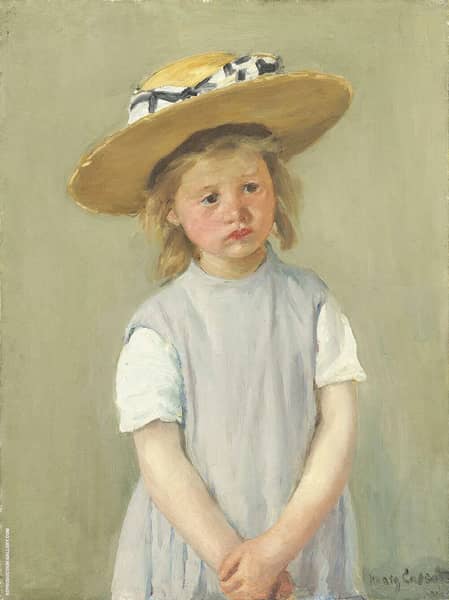 Child in Straw Hat by Mary Cassatt | Oil Painting Reproduction