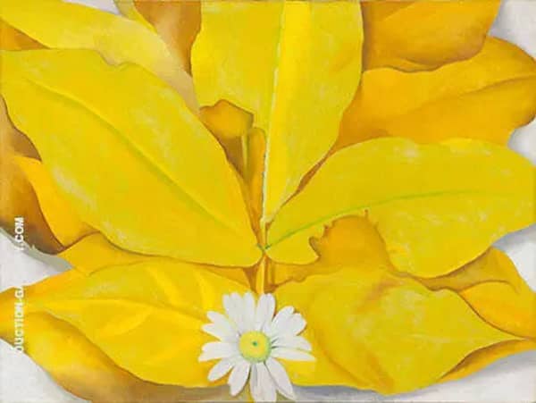 Yellow Hickory Leaves with Daisy 1928 | Oil Painting Reproduction