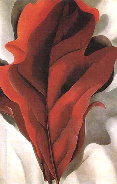 Large Dark Red Leaves on White 1925 | Oil Painting Reproduction
