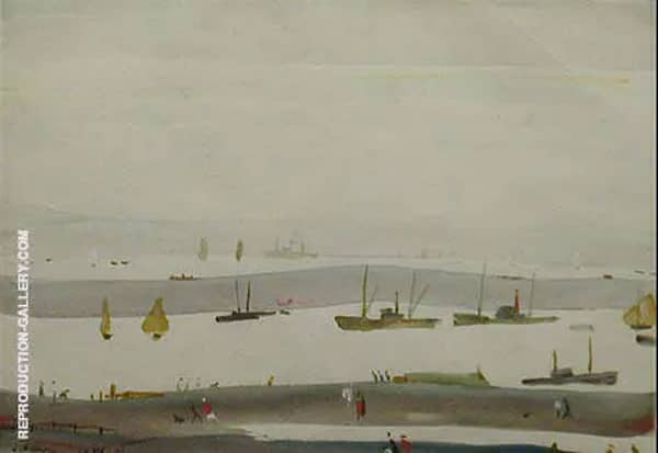 The Estuary 1956 by L-S-Lowry | Oil Painting Reproduction