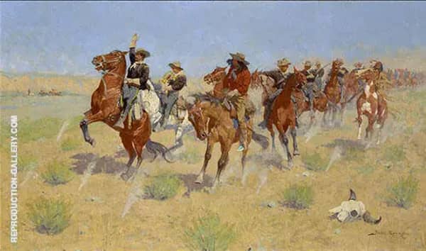 Remington Halt - Dismount | Oil Painting Reproduction