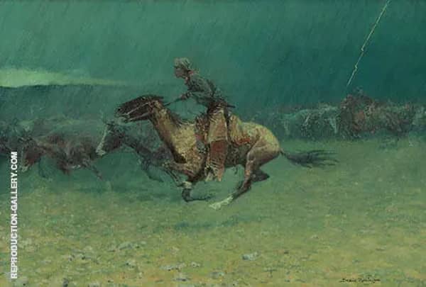 The Stampede by Frederic Remington | Oil Painting Reproduction