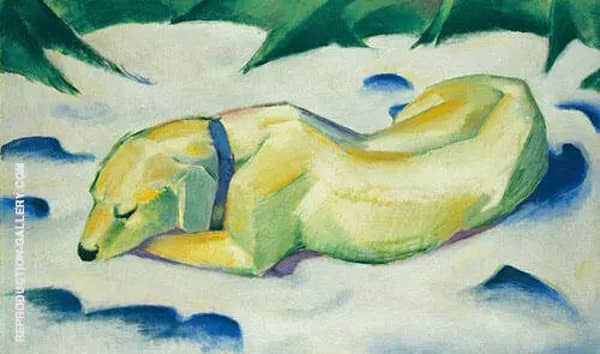 Dog Lying in the Snow by Franz Marc | Oil Painting Reproduction