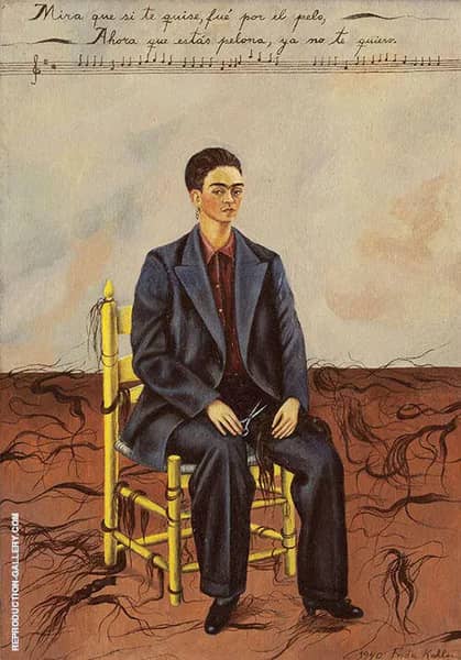 Self Portrait Cropped Hair 1940 by Frida Kahlo | Oil Painting Reproduction