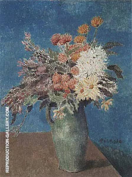 Vase of Flowers 1901 by Pablo Picasso | Oil Painting Reproduction