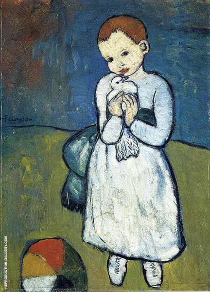 Child Holding a Dove 1901 by Pablo Picasso | Oil Painting Reproduction