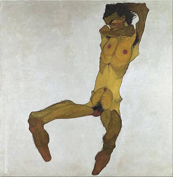 Seated Nude Male 1910 by Egon Schiele | Oil Painting Reproduction