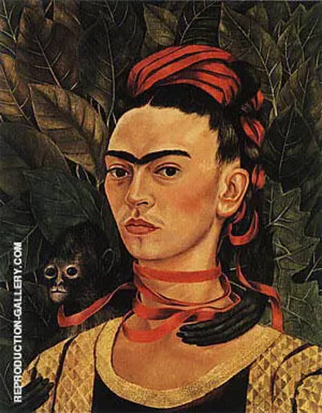 Self Portrait with Monkey 1940 by Frida Kahlo | Oil Painting Reproduction