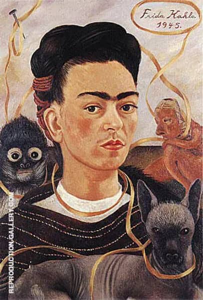 Self Portrait with Small Monkey 1945 | Oil Painting Reproduction
