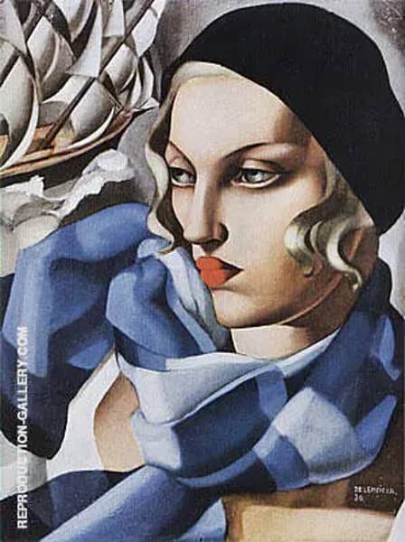 The Blue Scarf 1930 by Tamara de Lempicka | Oil Painting Reproduction
