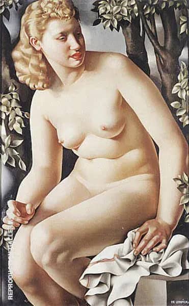 Suzanne Bathing 1938 by Tamara de Lempicka | Oil Painting Reproduction
