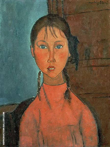 Girl with Pigtails by Amedeo Modigliani | Oil Painting Reproduction