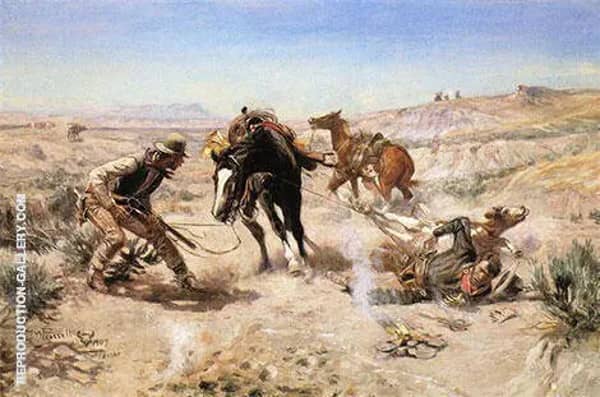 The Cinch Ring 1909 by Charles M Russell | Oil Painting Reproduction