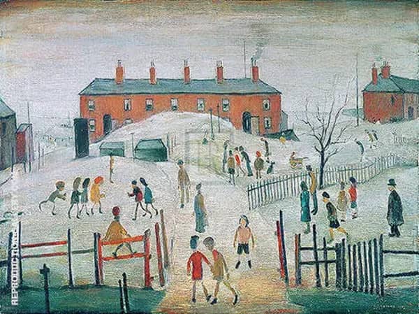 The School Yard by L-S-Lowry | Oil Painting Reproduction
