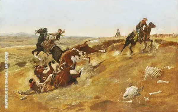 Cowpunching Sometimes Spells Trouble 1889 | Oil Painting Reproduction