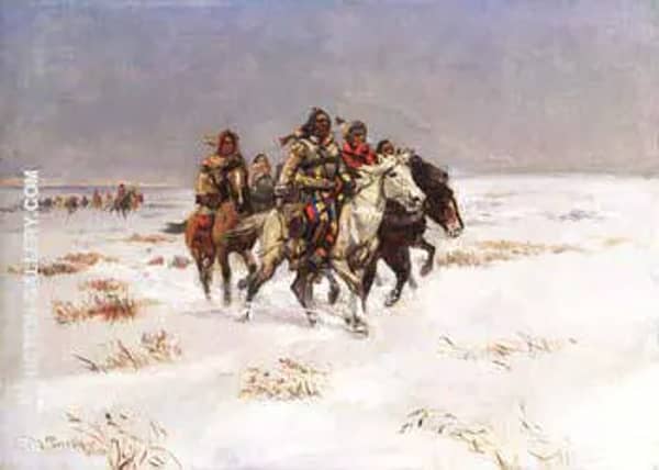 The Snow Trail 1897 by Charles M Russell | Oil Painting Reproduction