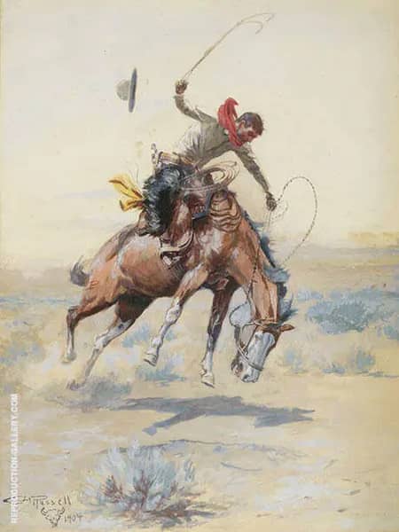 The Bucker 1904 by Charles M Russell | Oil Painting Reproduction
