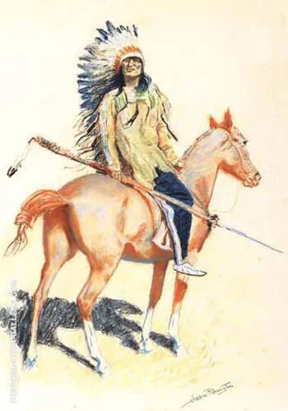A Sioux Chief 1901 by Frederic Remington | Oil Painting Reproduction