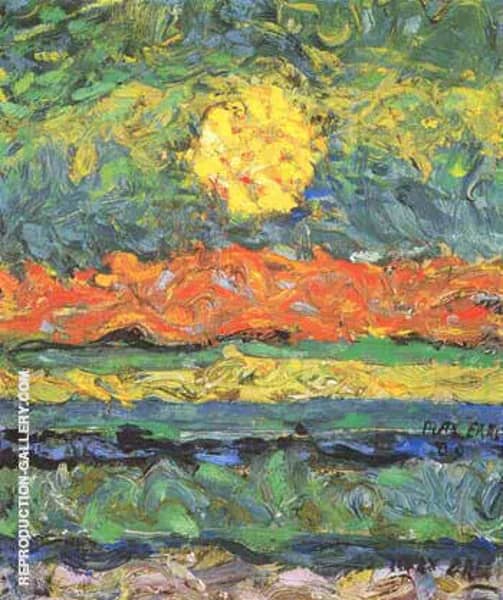 Landscape with Sun, 1909 by Max Ernst | Oil Painting Reproduction