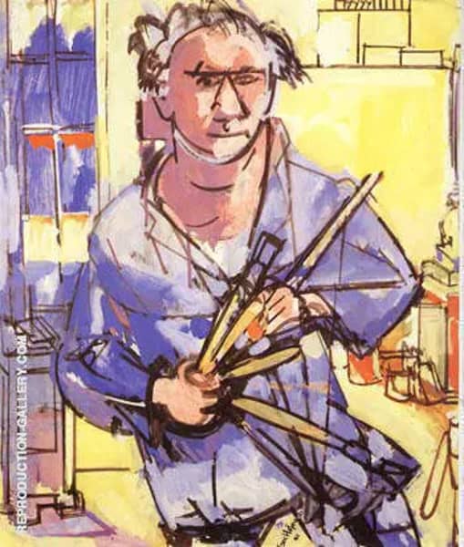 Self-Portrait with Brushes, 1942 | Oil Painting Reproduction