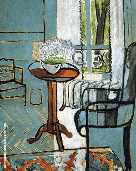 The Window Interior with Forget-Me-Nots 1916 | Oil Painting Reproduction