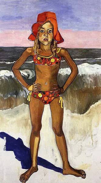 Olivia in Red Hat 1974 by Alice Neel | Oil Painting Reproduction