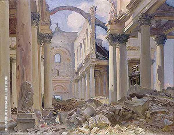 Ruined Cathedral Arras 1918 | Oil Painting Reproduction