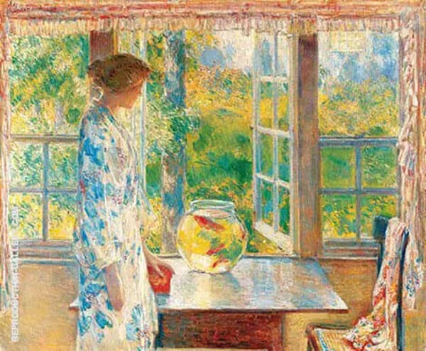 Bowl of Goldfish 1912 by Childe Hassam | Oil Painting Reproduction