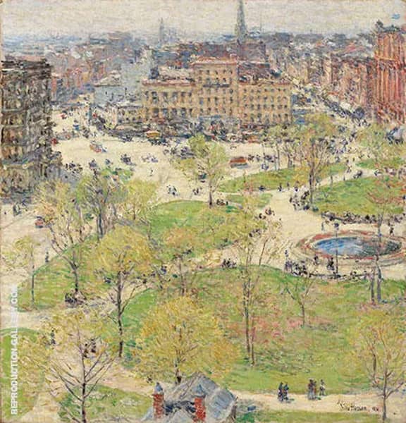 Union Square in Spring 1896 by Childe Hassam | Oil Painting Reproduction