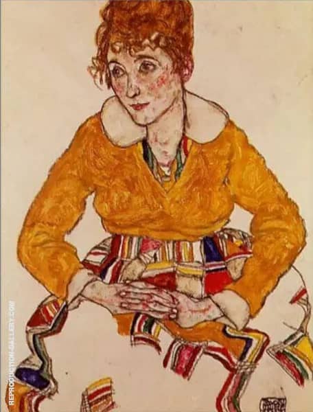 The Arist's Wife, Seated 1917 by Egon Schiele | Oil Painting Reproduction