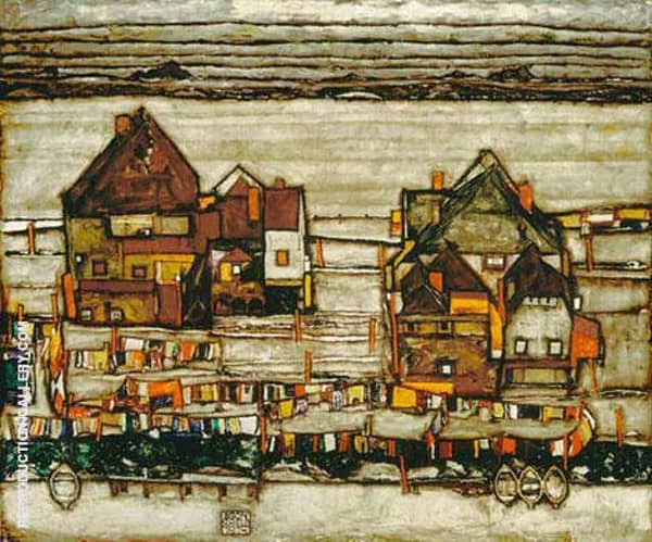 Houses with Laundry (Suburb II) 1914 | Oil Painting Reproduction