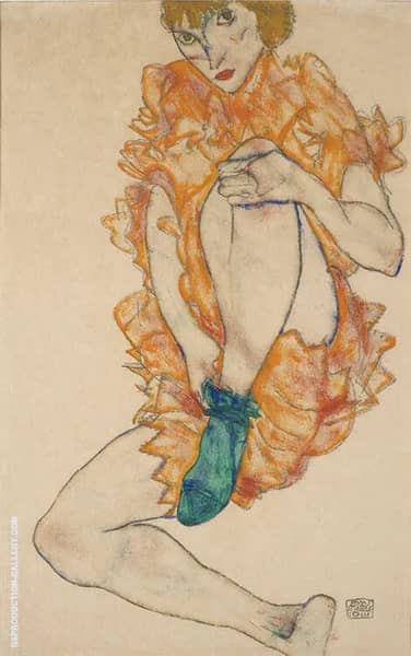 The Green Stocking, 1914 by Egon Schiele | Oil Painting Reproduction
