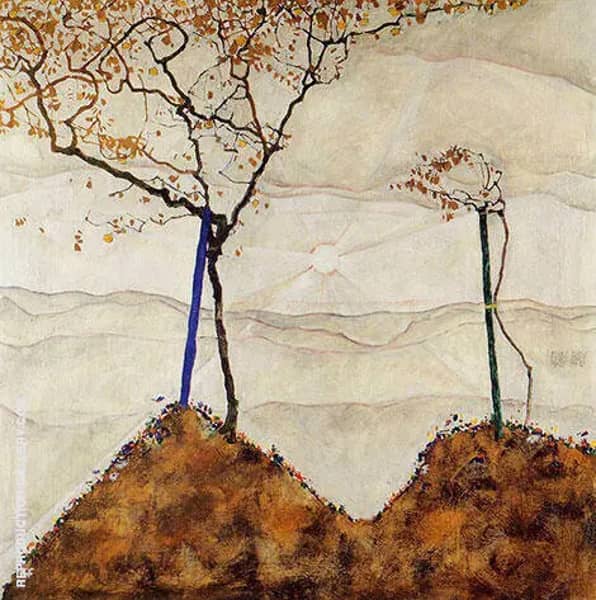 Autumn Sun I (Sunrise) 1912 by Egon Schiele | Oil Painting Reproduction