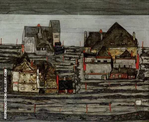 Suburb I 1914 by Egon Schiele | Oil Painting Reproduction