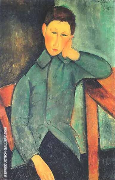 Boy with Blue Waistcoat 1919 | Oil Painting Reproduction