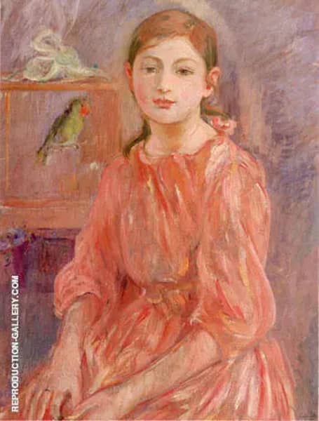 Artist's Daughter with a Parakeet | Oil Painting Reproduction