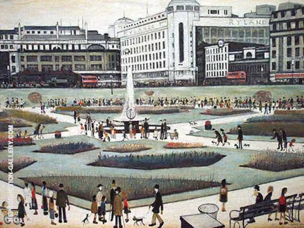 Piccadilly Gardens by L-S-Lowry | Oil Painting Reproduction