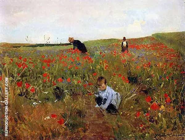 Poppies in a Field 1888 by Mary Cassatt | Oil Painting Reproduction