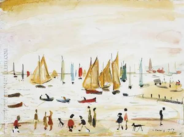 Yachts 1959 by L-S-Lowry | Oil Painting Reproduction