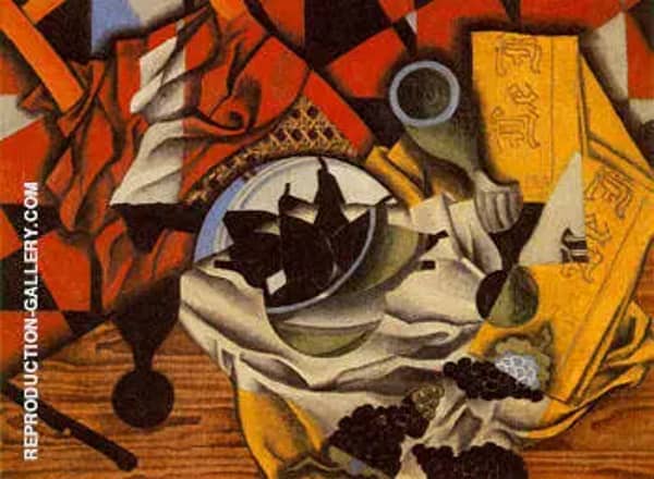 Pears and Grapes on a Table 1913 by Juan Gris | Oil Painting Reproduction