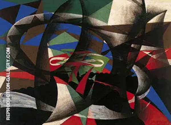 Patriotic Demonstration 1915 by Giacomo Balla | Oil Painting Reproduction