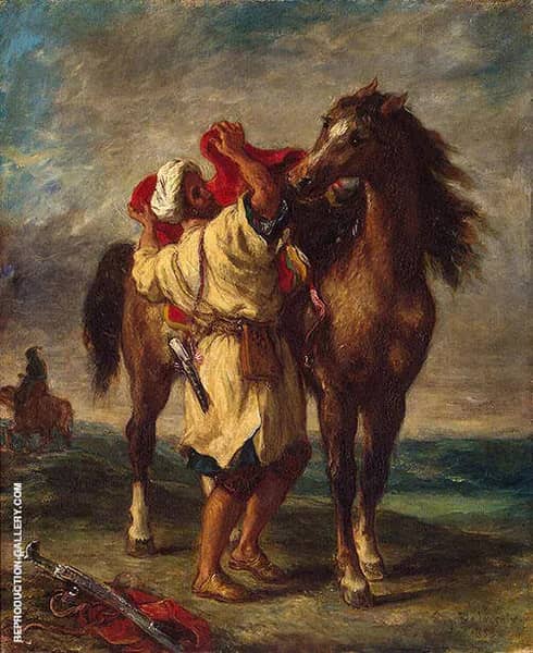 Arab Saddling His Horse 1855 | Oil Painting Reproduction