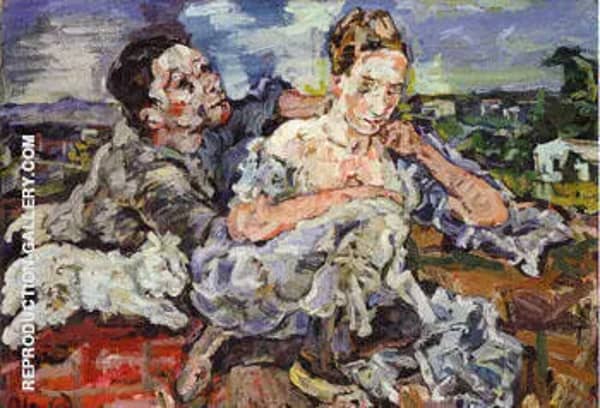 Pair of Lovers with Cat 1917 | Oil Painting Reproduction