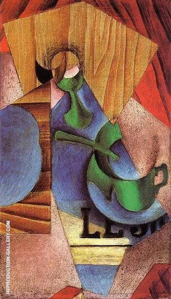 Glass Cup and Newspaper 1913 by Juan Gris | Oil Painting Reproduction
