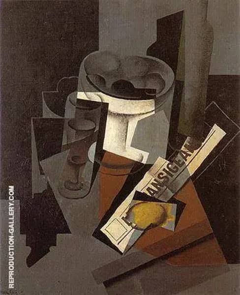 Fruit Dish Glass and Lemon 1916 by Juan Gris | Oil Painting Reproduction