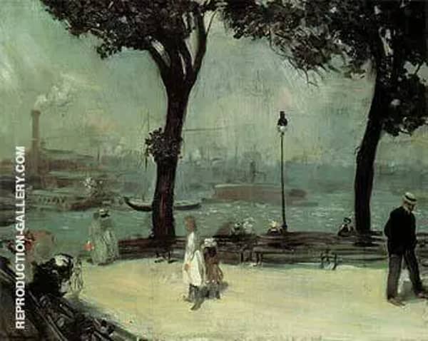 Park on the River 1902 by William Glackens | Oil Painting Reproduction