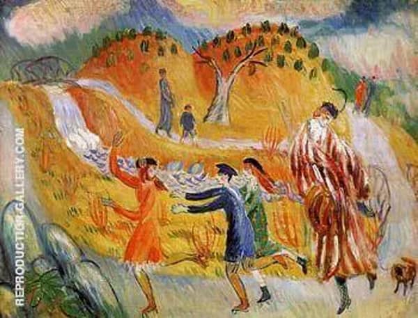 Children Roller Skating After 1913 | Oil Painting Reproduction