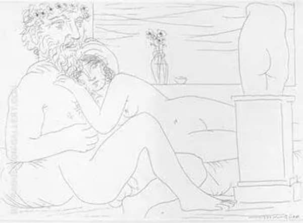 Drawing Sculptor and Reclining Nude 1933 | Oil Painting Reproduction